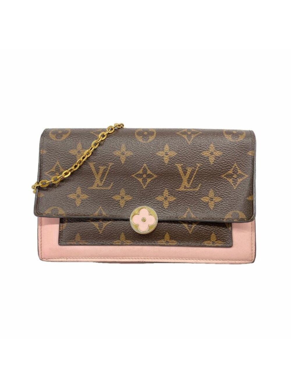 Louis Vuitton Wallet on Chain Monogram Portefeuille Flor Brown Rose Ballerine